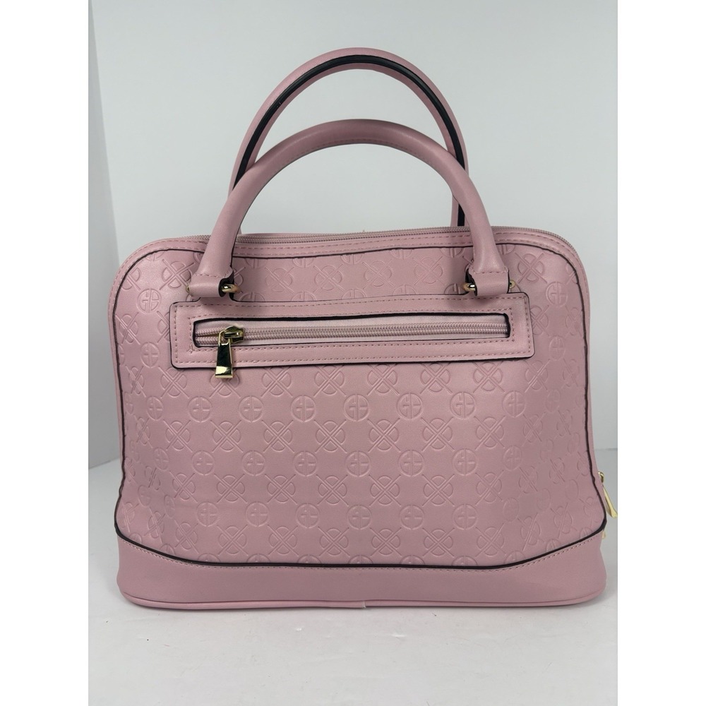 Giani Bernini Pink Signature Debossed Dome Satchel Hand Purse And Shoulder Strap - Picture 2 of 14
